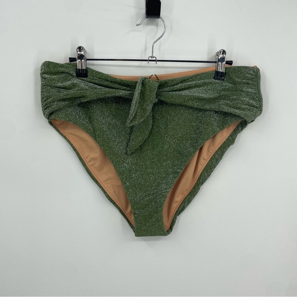 J.Crew Women's $76 High Cut TIe-Waist Bikini Bottom Sparkle Size XL BC133 - Picture 2 of 11